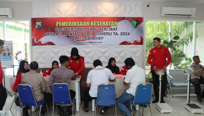 Anggota Polres Sumenep, Petugas Operasi Mantap Praja Mengikuti Cek Kesehatan
