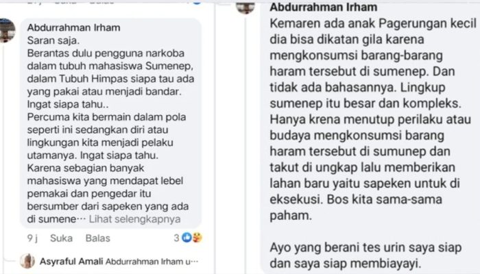 Akun Facebook Tangan Kanan Anggota DPRD Dapil 8, Diduga Mencoreng Nama Baik Mahasiswa se-Sumenep