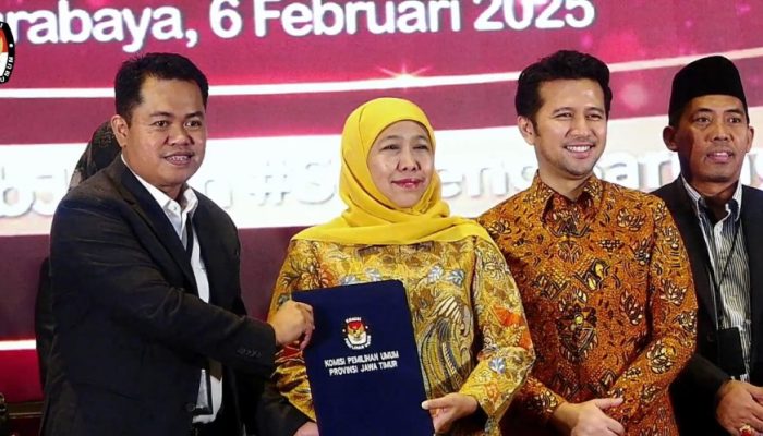 KPU Jatim Menetapkan Khofifah-Emil sebagai Gubernur dan Wakil Gubernur