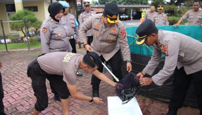Dukung Ketahanan Pangan, Polres Sumenep Panen Ikan Lele Hasil Budi Daya