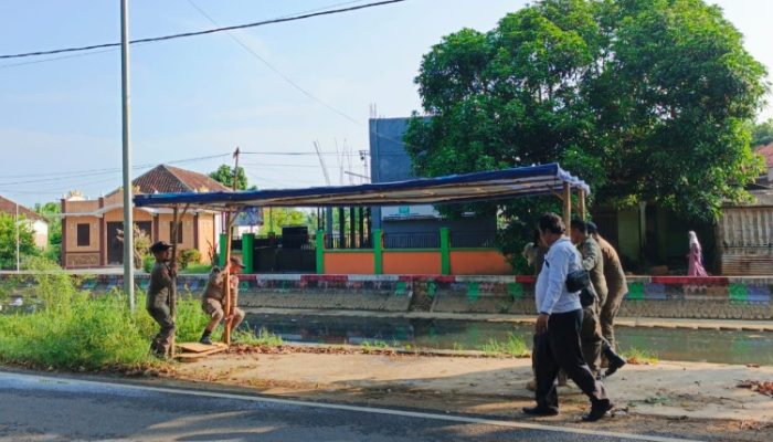Petugas Tertibkan Paksa PKL di Desa Pabian Setelah Diberikan Waktu Selama 3 Hari
