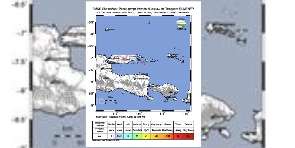 Sumenep Kembali diguncang Gempa Bumi Berkekuatan 4,1 Magnitudo