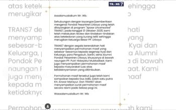 Trans7 Akhirnta Minta Maaf Terkait Tayangannya dalam "Xpose Uncensored"