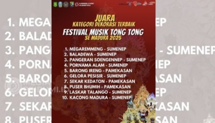 Ini Daftar Juara Festival Musik Tong – Tong 2025 Sumenep