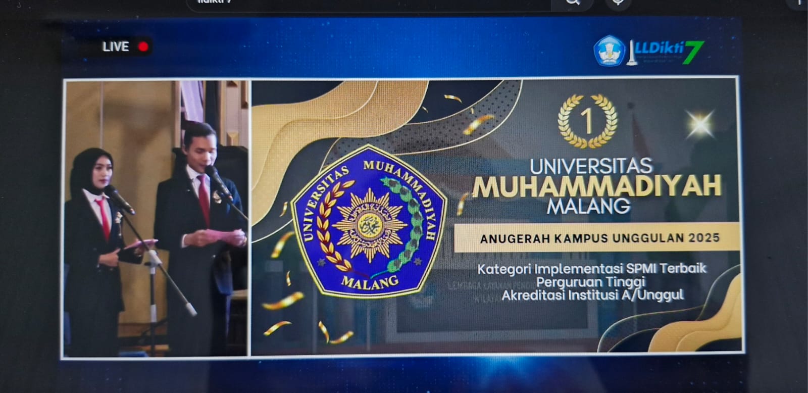 UMM Raih Penghargaan Implementasi SPMI Terbaik 2025 dari LLDIKTI Wilayah VII