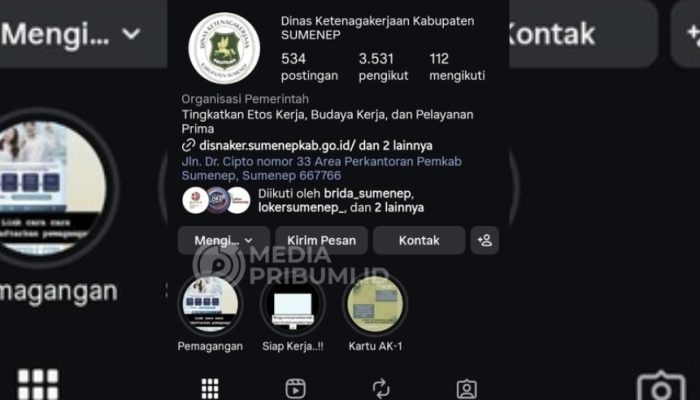 Disnaker Sumenep Aktif Sebar Informasi Lowongan Lewat Instagram Dinas Ketenagakerjaan