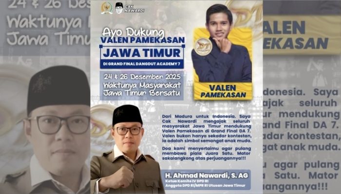 Cak Nawarddi Ajak Masyarakat Jawa Timur Dukung Valen Pamekasan di Grand Final DA 7